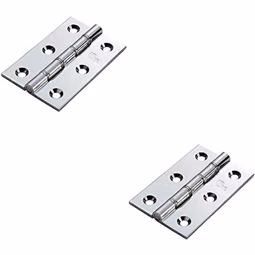 Loops 2 Pack Heavy Duty Butt Hinge in Polished Chrome, W/D/H: 7.6 x 5.0 x 0.25 cm