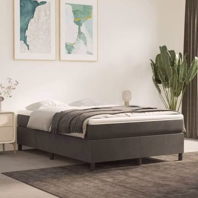 Berkfield Home Upholstered Box Spring Bed Frame in Grey Velvet