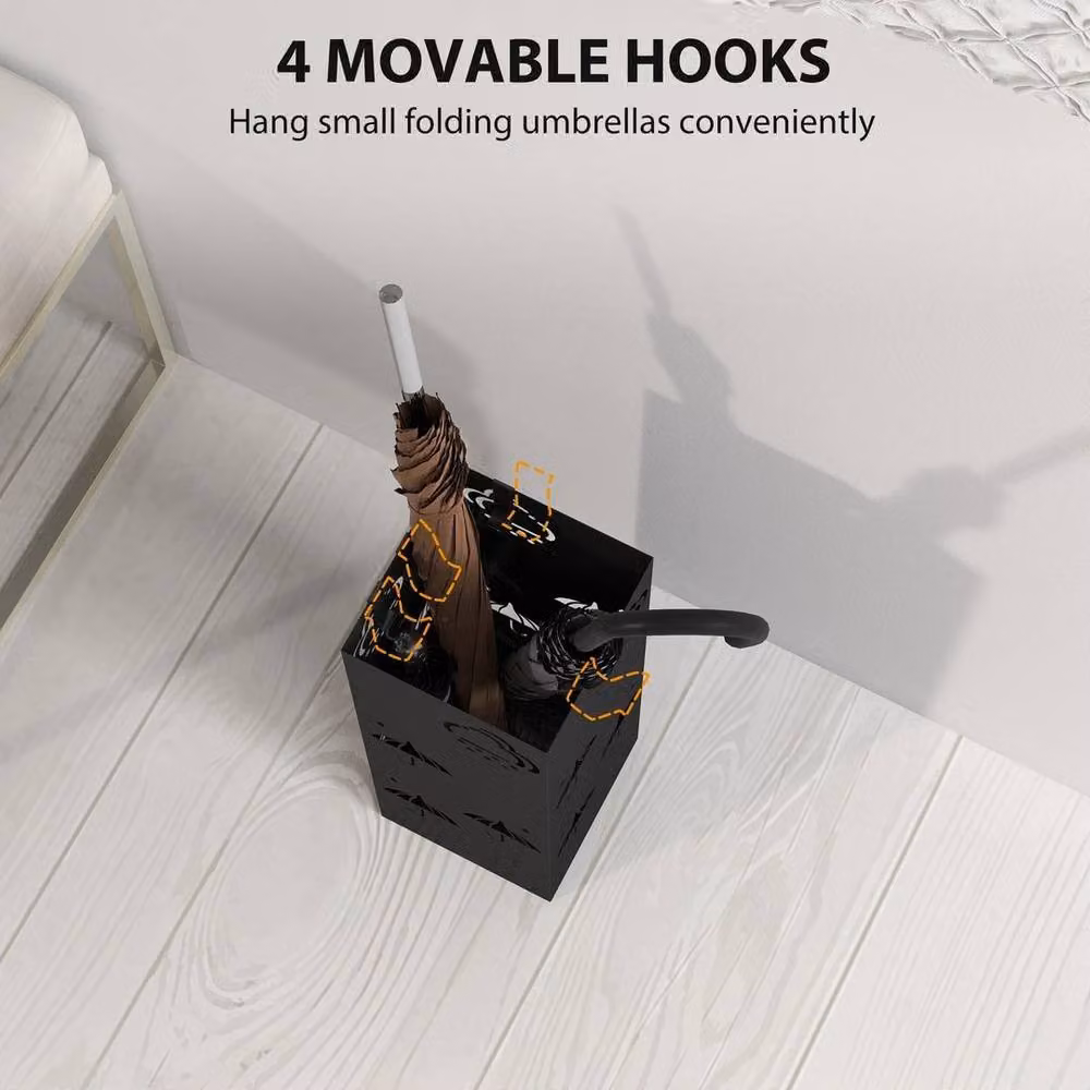 KORVIXA Metal Umbrella Stand with Removable Drip Tray in Black – 3
