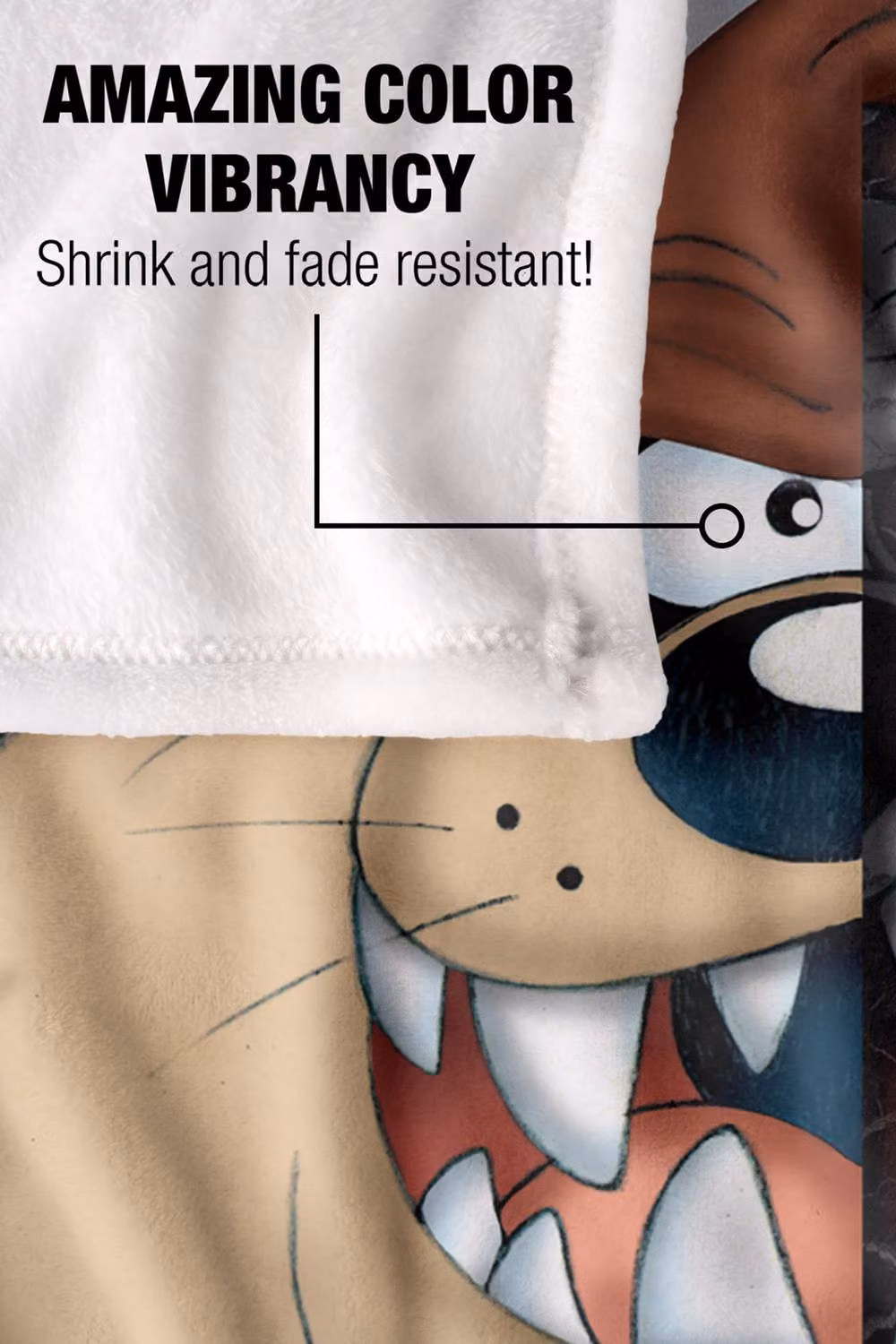 Warner Bros. Looney Tunes Taz Half Skeleton Multicolour Super Soft Polyester Throw Blanket, Extra Large – 4