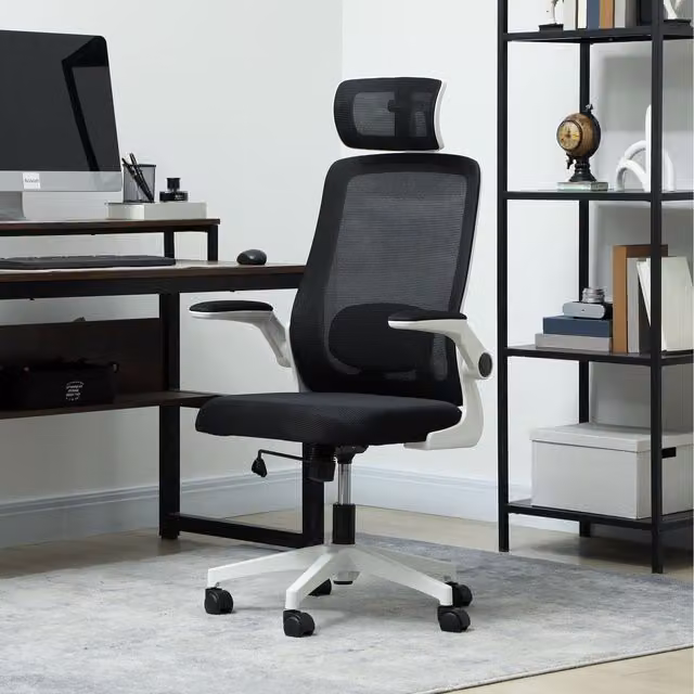 HOMCOM Ergonomic Mesh Office Chair with Headrest and Armrests in Black