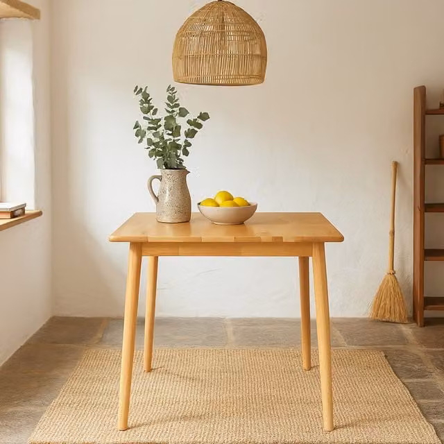 Nicholas Winter Scandinavian Square Beech Wood Dining Table, Brown, W/D/H: 90 x 90 x 90 cm