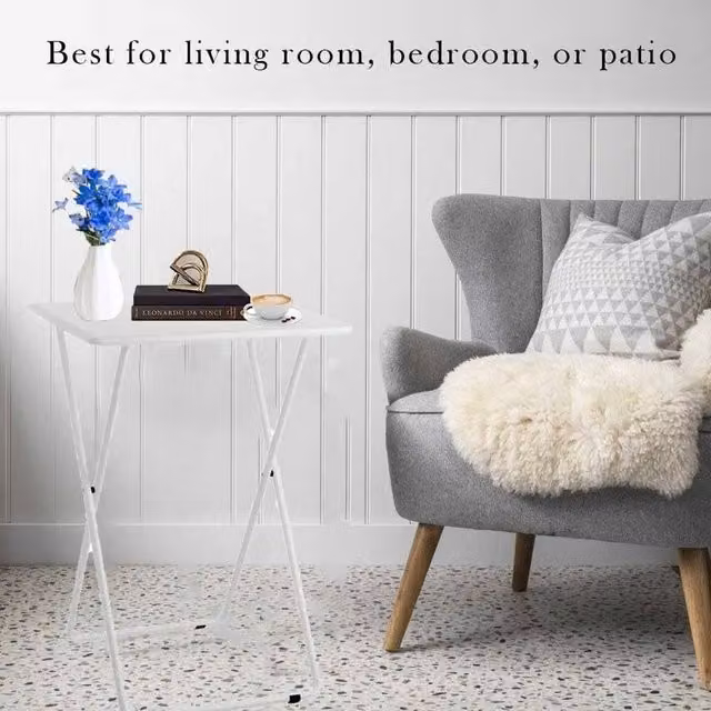 EONLION White Folding Tray Table for your Living Room, 100 cm