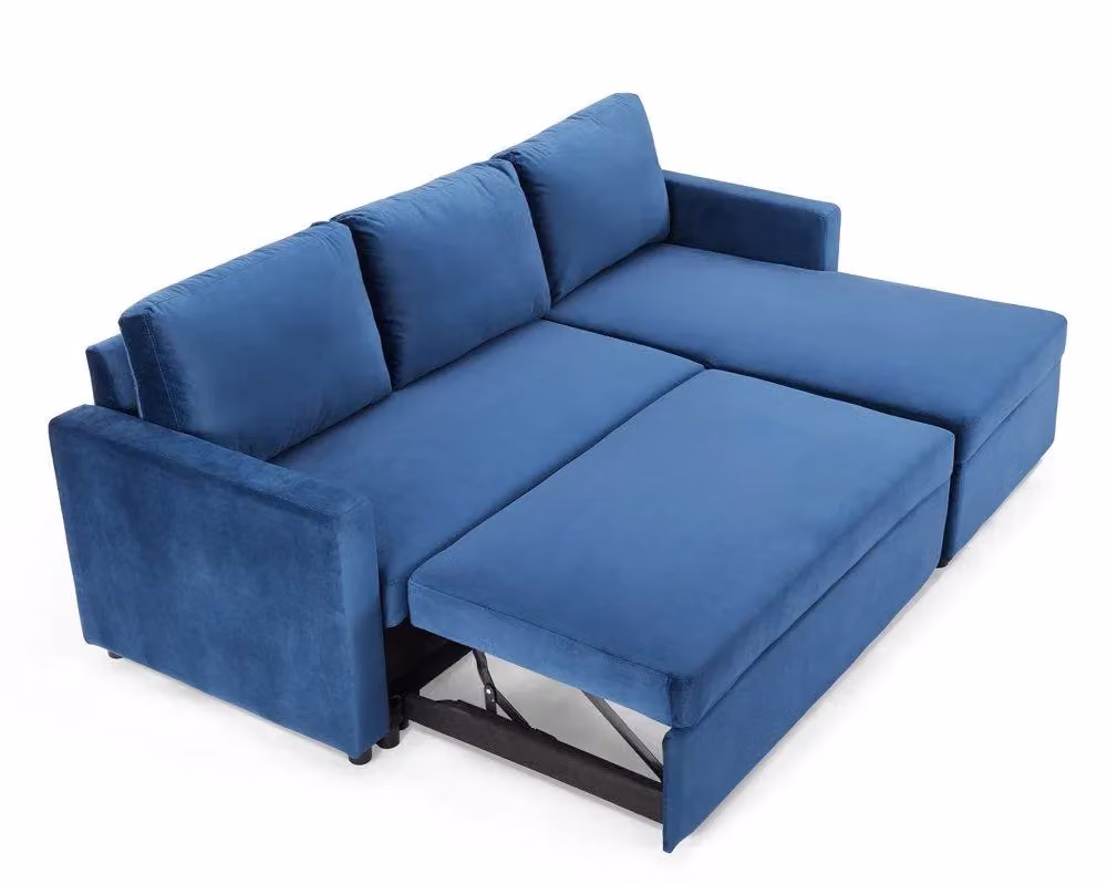 Home Detail Dorset Velvet Pull Out Sofa Bed with Reversible Chaise in Dark Blue – 3