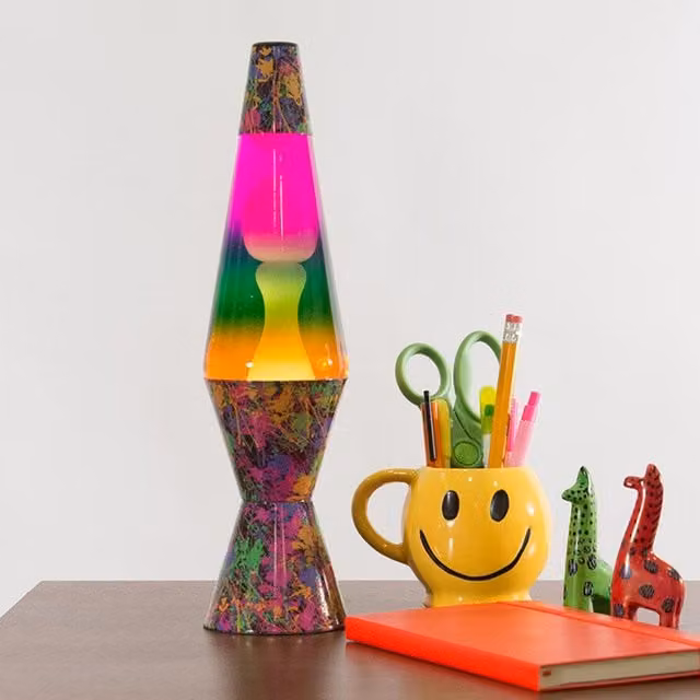 Menkind Paintball Lava Lamp in Yellow and Multicolour with Bulb Included