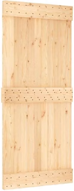 Berkfield Home Rustic Solid Wood Pine Sliding Door with Hardware Set in Beige and Black, W: 90 cm, H: 210 cm