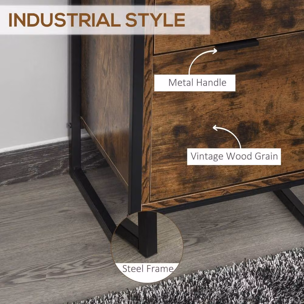 Wyld Haus Naba Set of 2 Industrial 3 Drawer Bedside Tables in Brown – 5