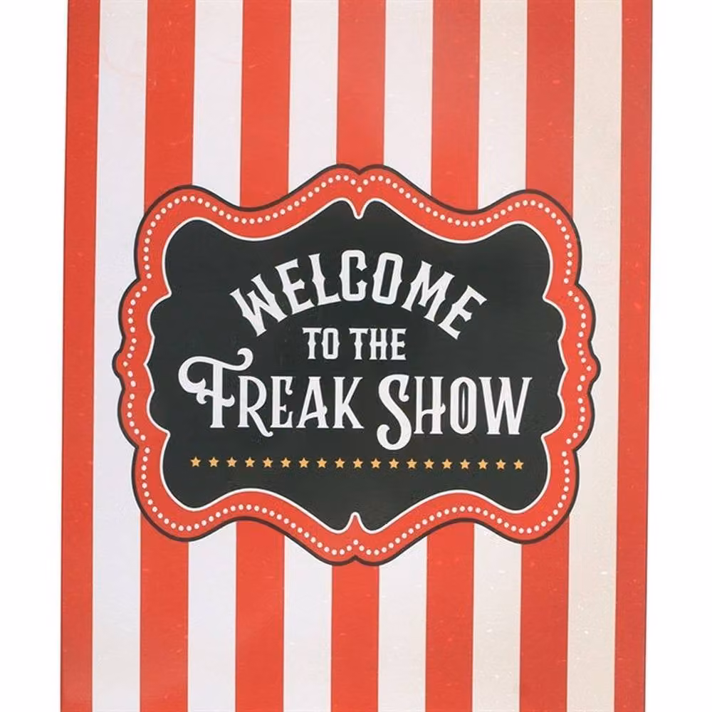 Uniqueful Welcome to the Freak Show Metal Hanging Sign, Red and Multicolour Vintage Halloween Decor – 2