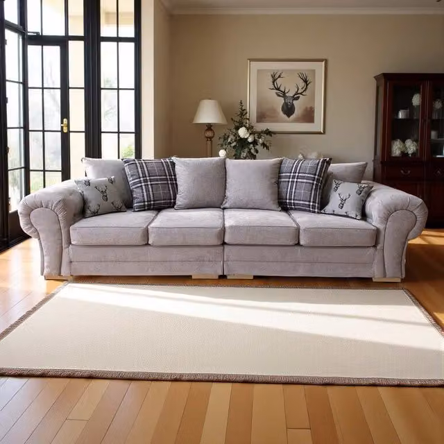 Abakus Direct Verona 4 Seater Soft Chenille Upholstery Sofa in Grey
