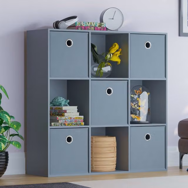 Vida Designs 9 Cube Storage Unit with Back Panel in Grey