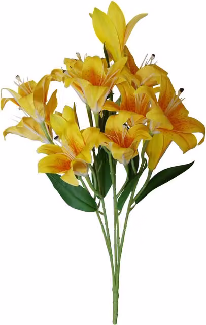 Yellow Artificial Lily Stem with Leaf