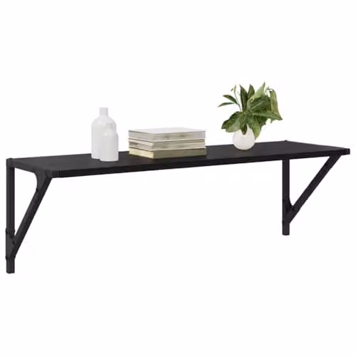 vidaXL Wall-Mounted Shelves, 2 Pieces, Black Oak, W: 80 cm, D: 25.5 cm, H: 25.5 cm