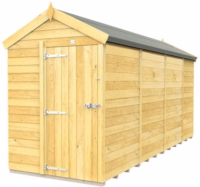 Buttercup Farm Apex Wooden Shed in Brown with Single Door and No Window, W/D/H: 147 x 454 x 217 cm – 1