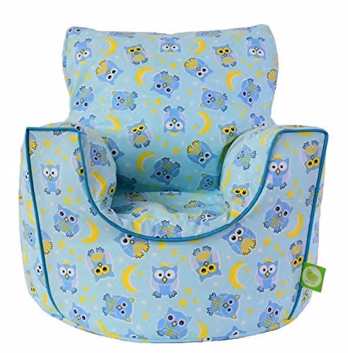 Bean Lazy Blue Cotton Owls Bean Bag Gaming Arm Chair for Children and Teenagers