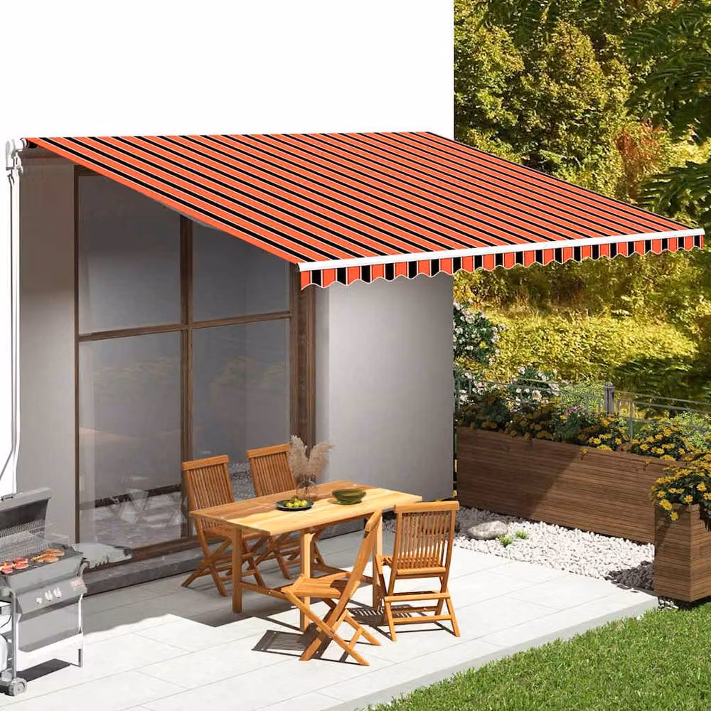 Berkfield Home Replacement Polyester Awning Fabric in Orange and Brown, W: 5 m, D: 3.5 m – 2