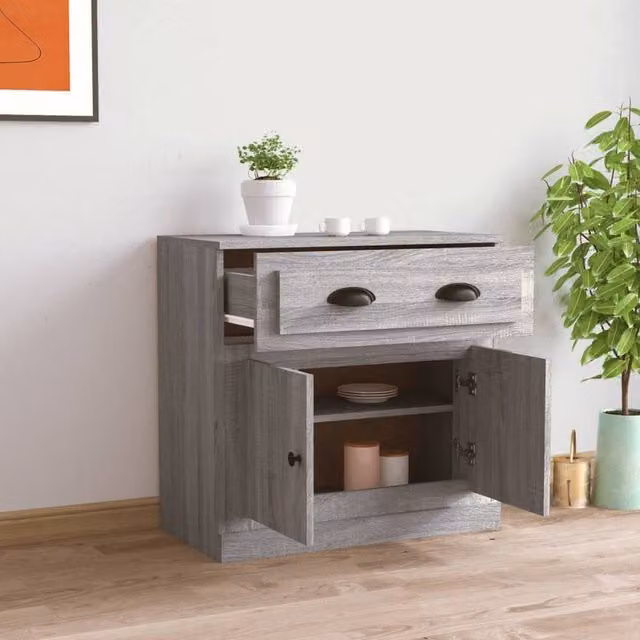 Berkfield Home Modern Grey Sonoma Sideboard in Engineered Wood W/D/H: 70 x 35.5 x 67.5 cm