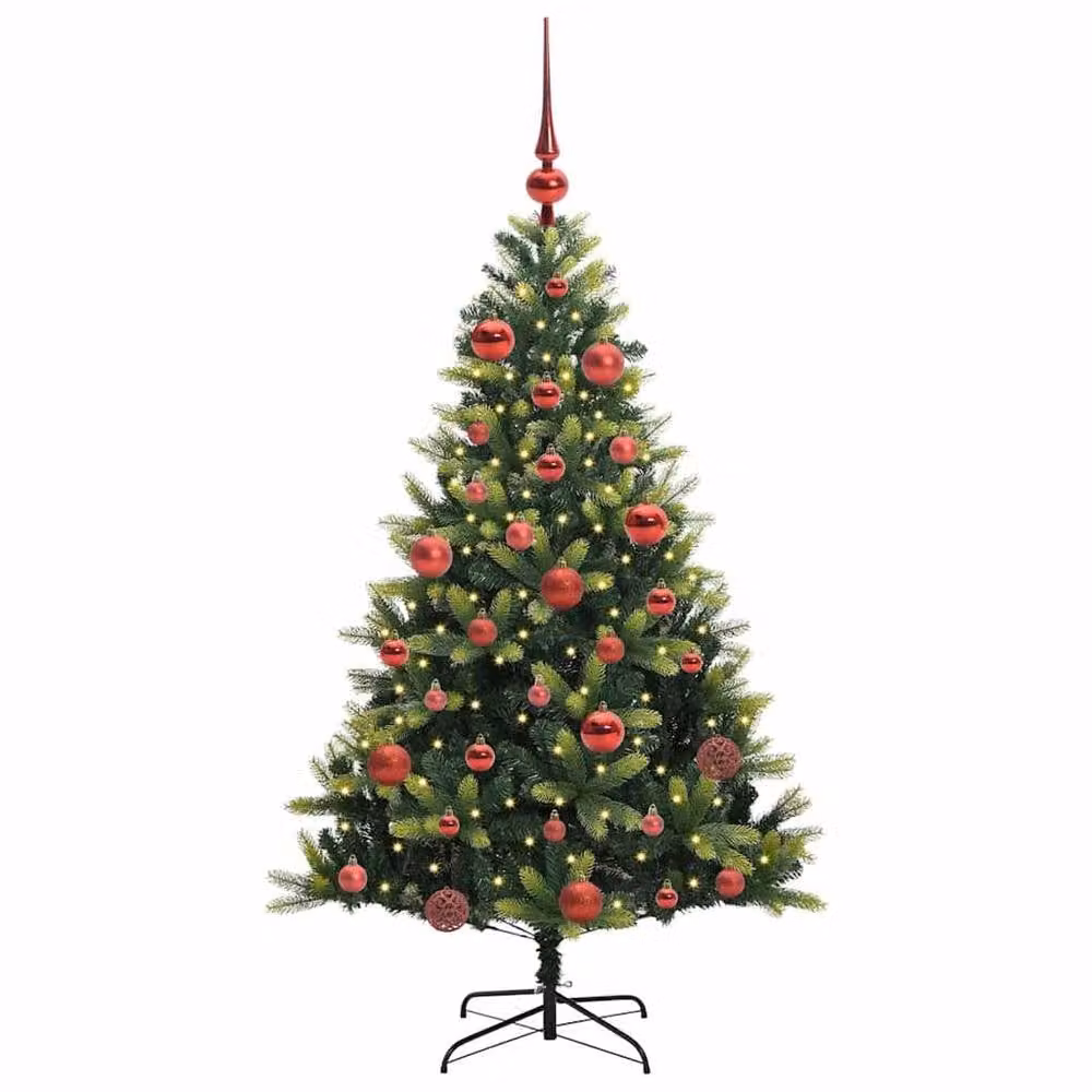 Berkfield Home Artificial Hinged Green Christmas Tree with 150 LEDs, Height: 150 cm – 3