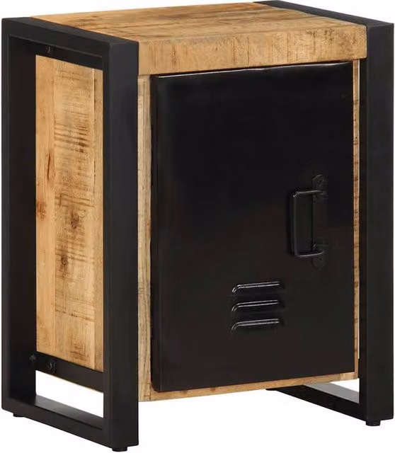 Berkfield Home Set of 2 Rustic Mango Wood Bedside Cabinets in Brown