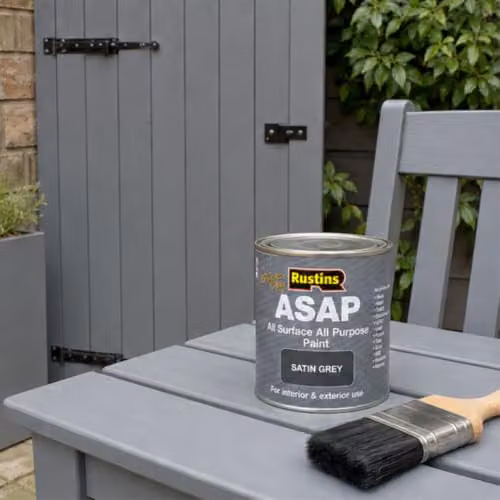 Rustins ASAP Quick Dry All Surface Water-Based Satin Paint, Grey, 500ml – 3