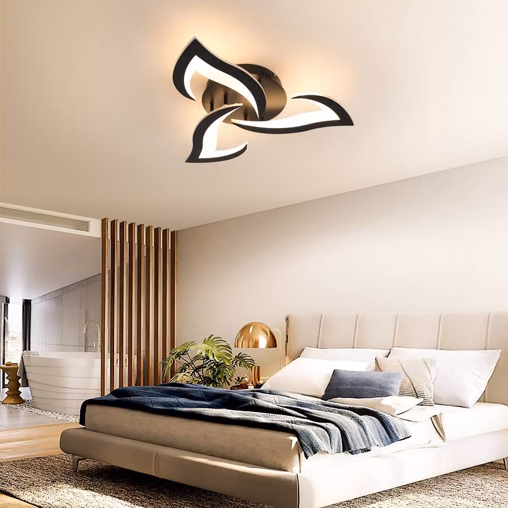 Pheashine Modern Acrylic LED Ceiling Light in Black with Warm White 3000K Light – 3