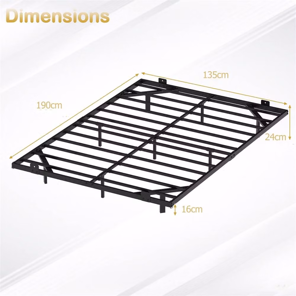 KORVIXA Double Size Floating Bed Frame in Black Metal with Under-Bed Lighting, W/D/H: 140 x 200 cm – 2
