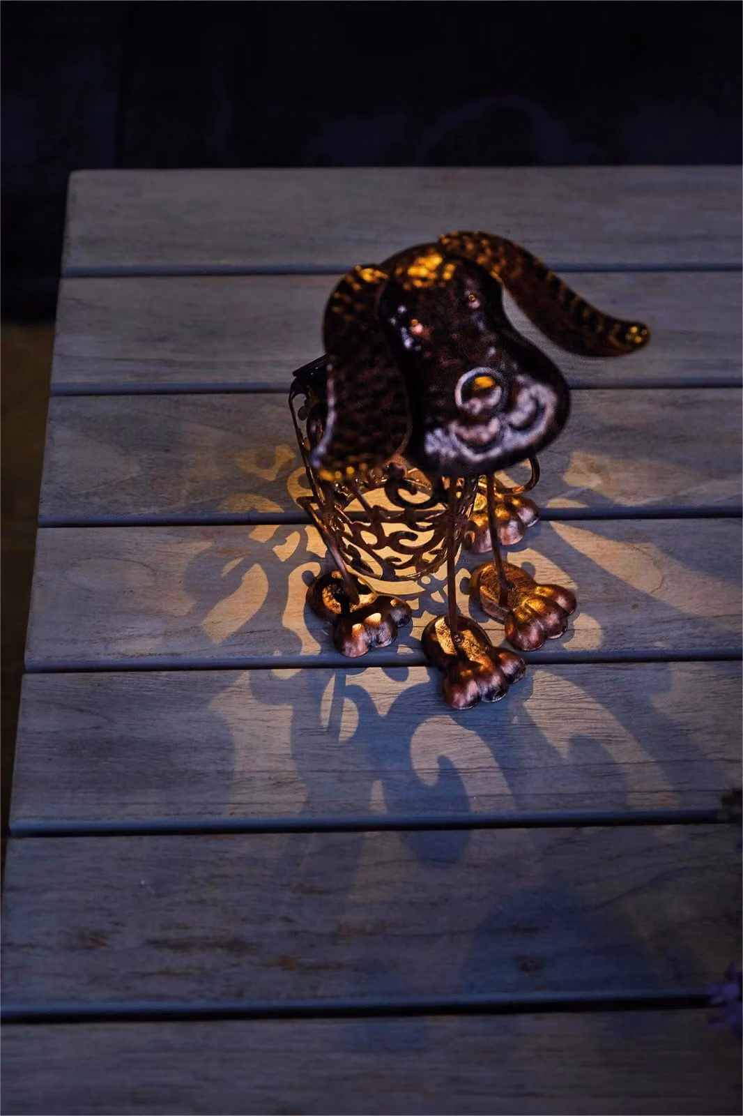 Luxform Solar Metal Dog LED Light in Copper and Brown – 3