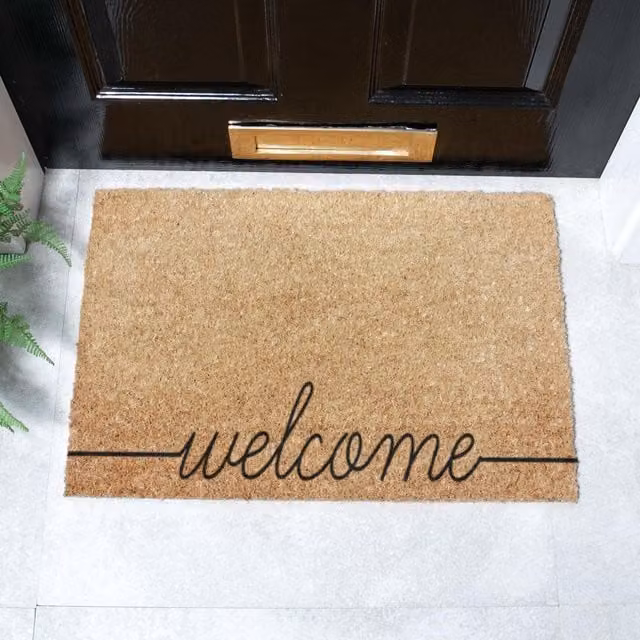 Artsy Mats Curly Welcome Doormat in Black and Brown, W: 60 cm, D: 40 cm