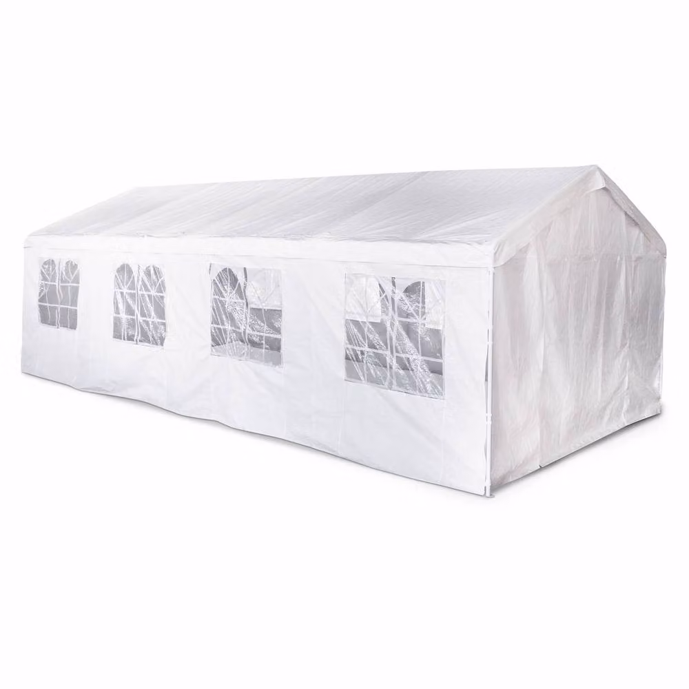 sweeek White and Transparent Garden Canopy Tent with Windows and Gable Roof – 2