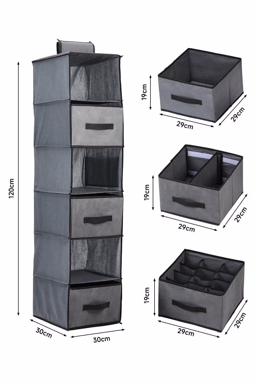 H&O Direct 6-Layer Foldable Hanging Clothes Storage Organiser Bag in Grey – 5