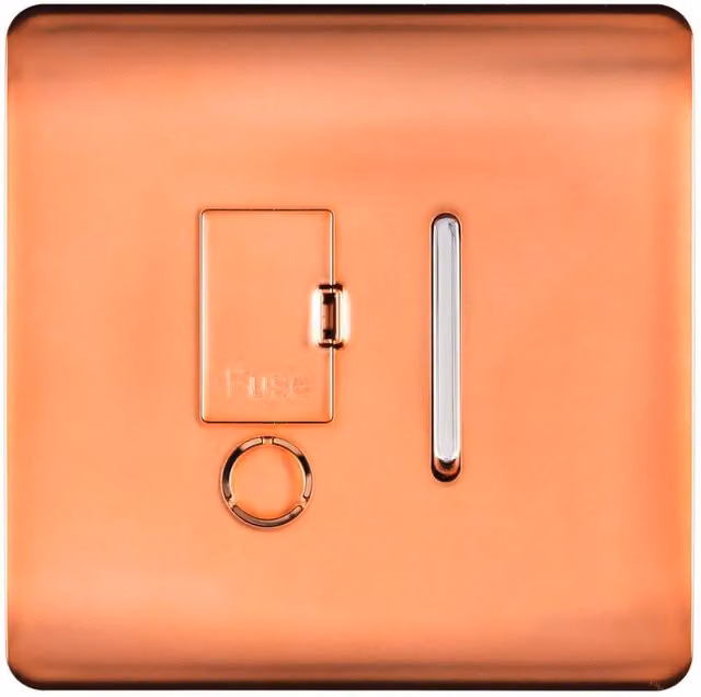 Trendi Switch Art-FSCPR Single 13 A Fused Spur Connection Unit with Flex Outlet in Copper – 1
