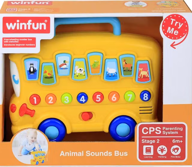 Winfun Animal Sounds Bus in Yellow