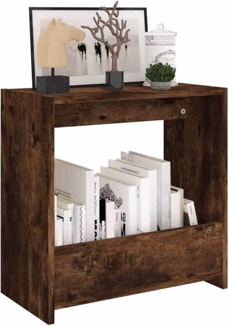 Berkfield Home Smoked Oak Side Table in Brown, W/D/H: 50 x 26 x 50 cm