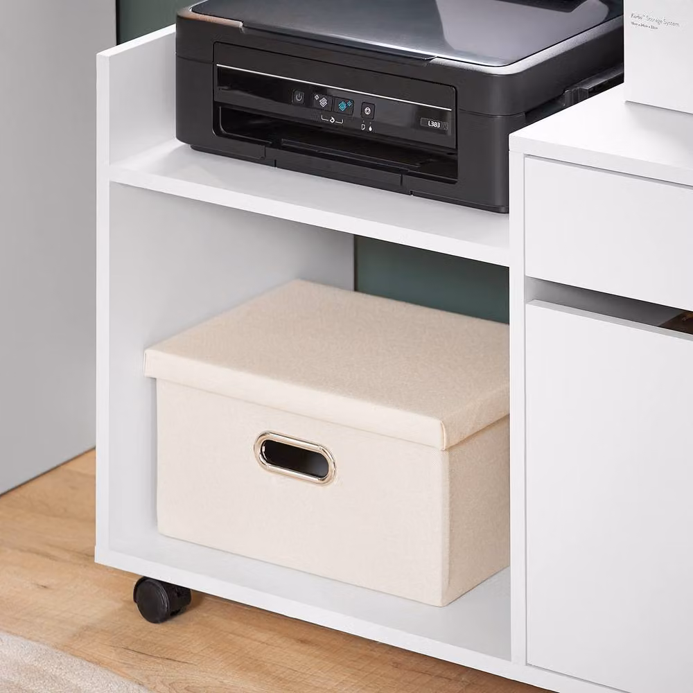SoBuy Modern White Office Storage Cabinet with Hinged Doors and Internal Shelves – 3
