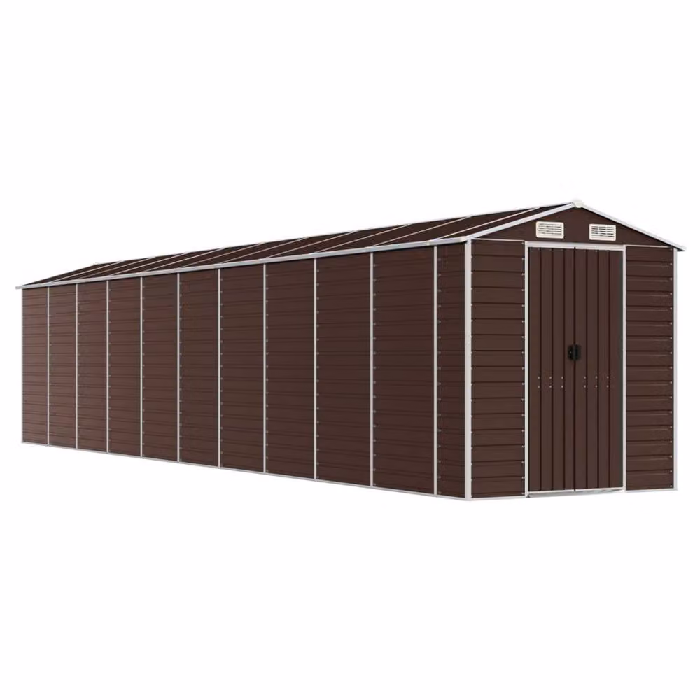 Berkfield Home Brown Galvanised Steel Gable Garden Shed W/D/H: 191 x 895 x 198 cm – 3
