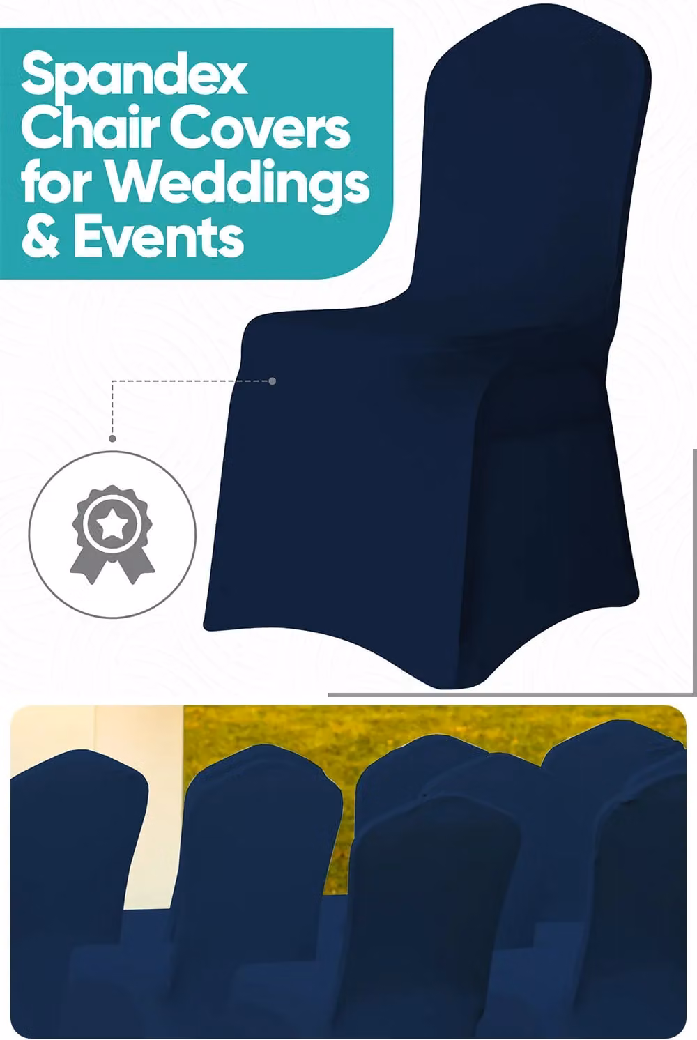 Neel Blue Stretch Dining Chair Cover in Navy Blue, Washable Spandex Polyester Slipcover – 3