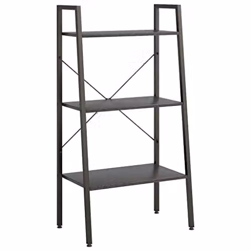 vidaXL 3-Tier Standing Metal Shelf, Black, H 108 x W 56 x D 35 cm