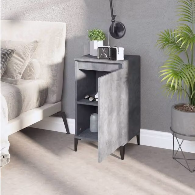 Berkfield Home Modern Bedside Cabinet in Concrete Grey, W/D/H: 40 x 35 x 70 cm – 1