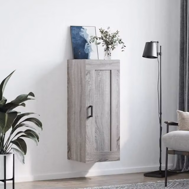 Berkfield Home Wall Mounted Cabinet in Grey, W/D/H: 34.5 x 34 x 90 cm – 1