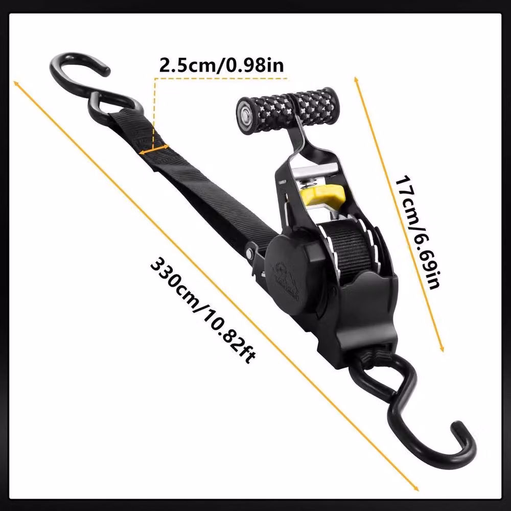 EONLION 2-Pack Heavy Duty Retractable Auto Ratchet Tie Down Straps in Black – 1