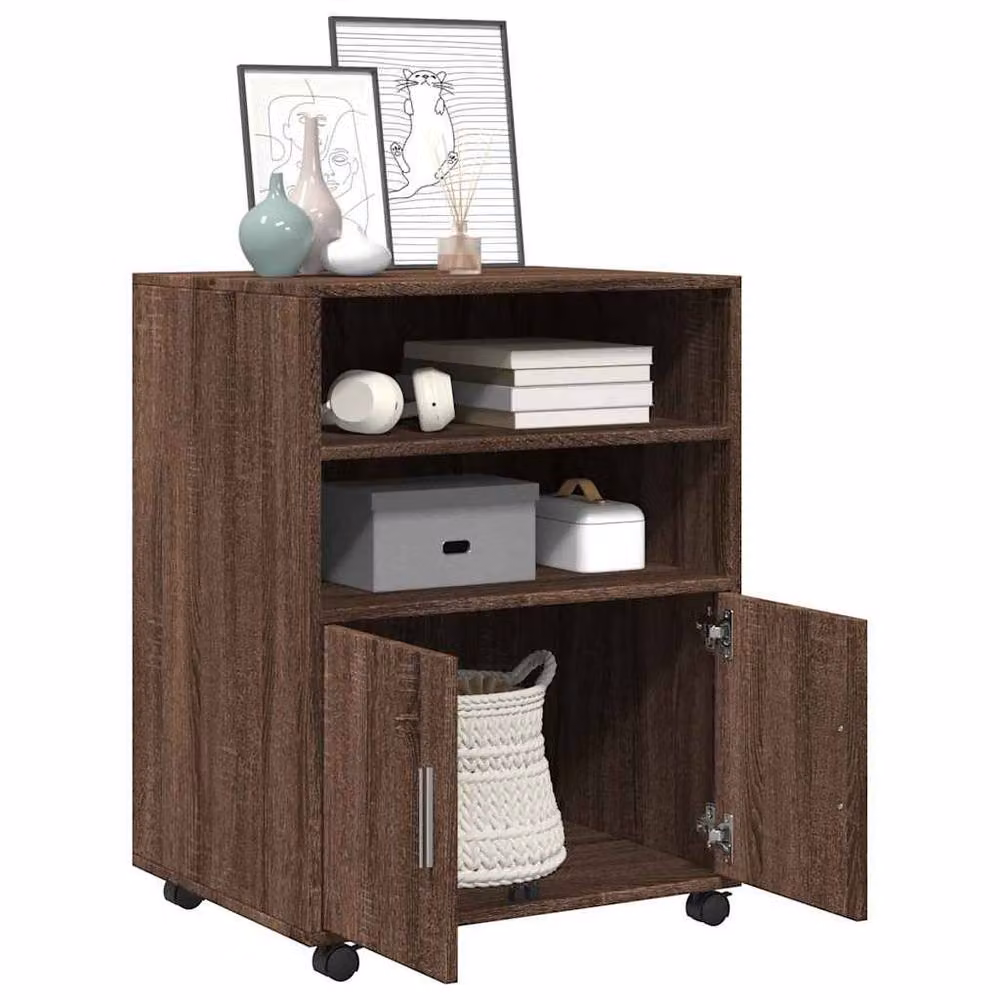 Berkfield Home Modern Rolling Cabinet in Brown Oak, W/D/H: 60 x 48 x 81 cm – 3
