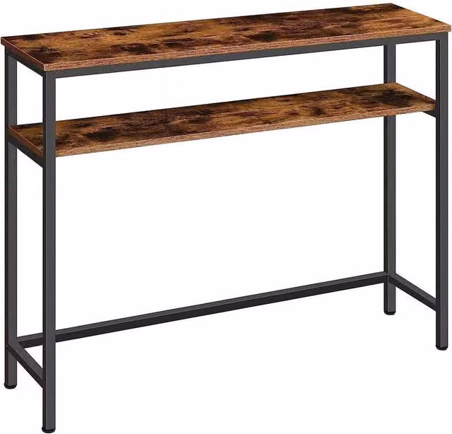 FORGEVIO Console Hallway Table with Adjustable Shelf, Brown, W/D/H: 100 x 24 x 80 cm