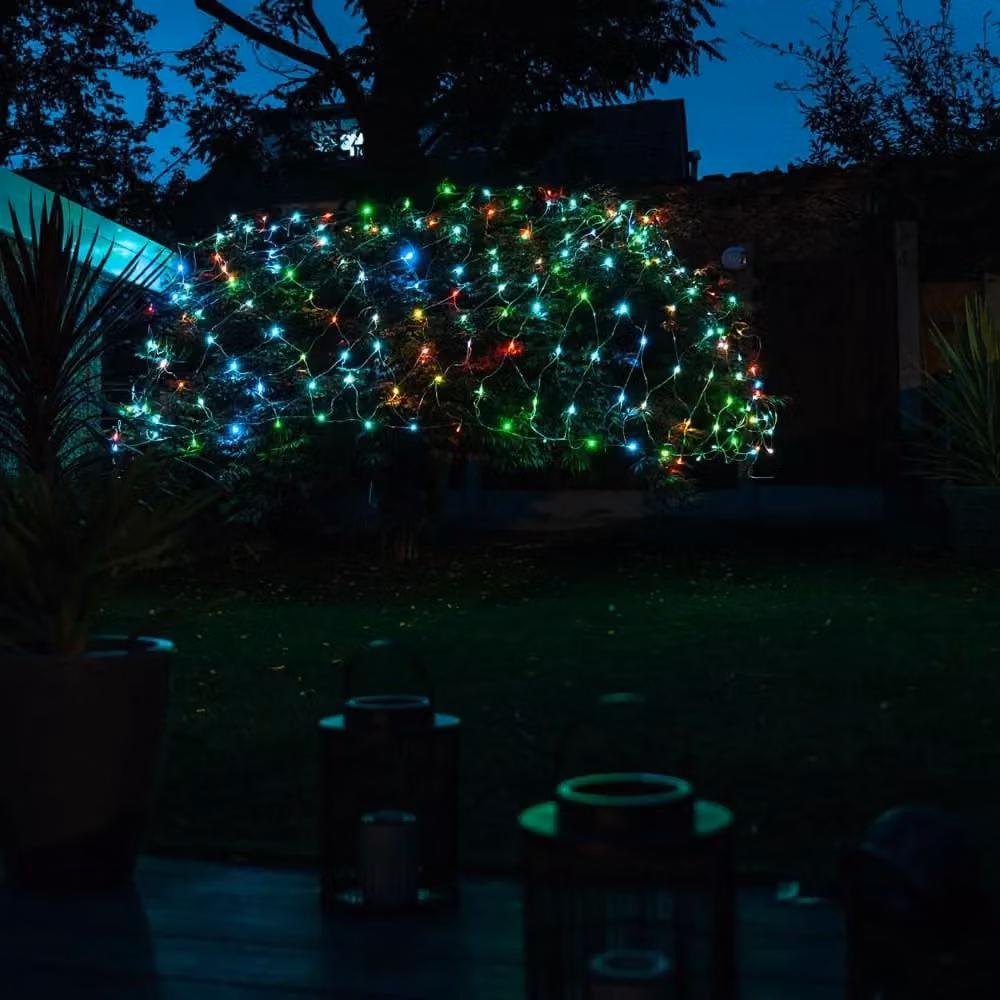 ValueLights Outdoor Christmas Curtain Fairy Lights with 200 Multicoloured Bulbs, W: 3 m, H: 2 m – 2