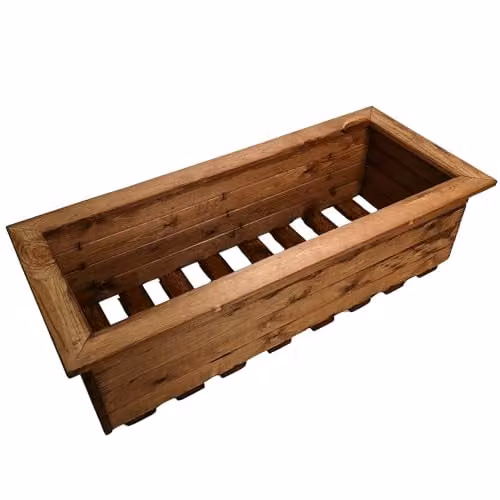 Samuel Alexander Rustic Wooden Garden Trough Planter, Brown, W: 108.5 cm, D: 41.5 cm, H: 32 cm