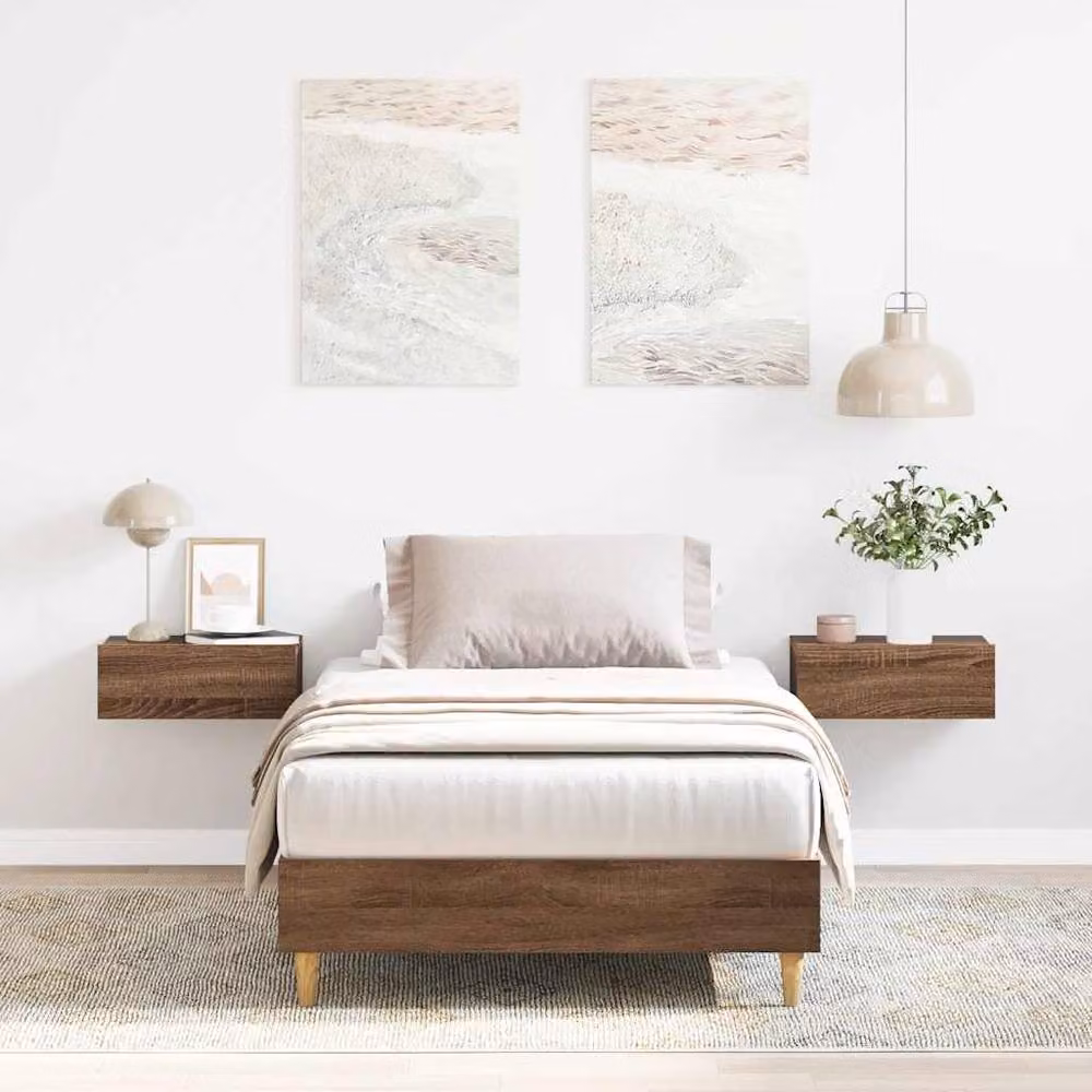 Berkfield Home Engineered Wood Bed Frame in Brown Oak, W: 100 cm, D: 200 cm – 2