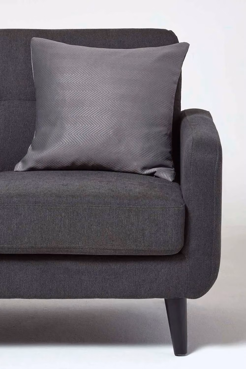 Homescapes Dark Grey Herringbone Cushion Cover, W/D/H: 45 x 45 x 1 cm – 2