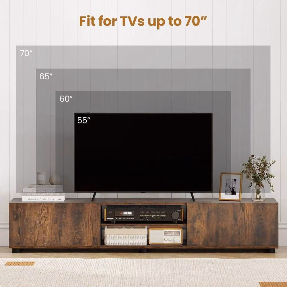SPETLEK Industrial Television Cabinet with Open Shelves in Brown – 3