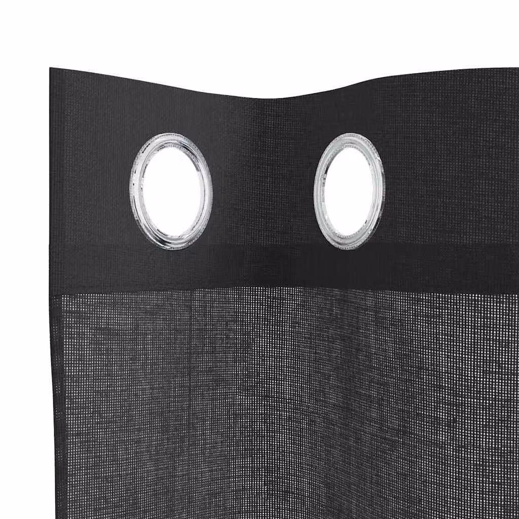 Berkfield Home Black Transparent Voile Fabric Panel Curtains with Eyelets, 2 Pack, W: 140 cm, H: 245 cm – 5