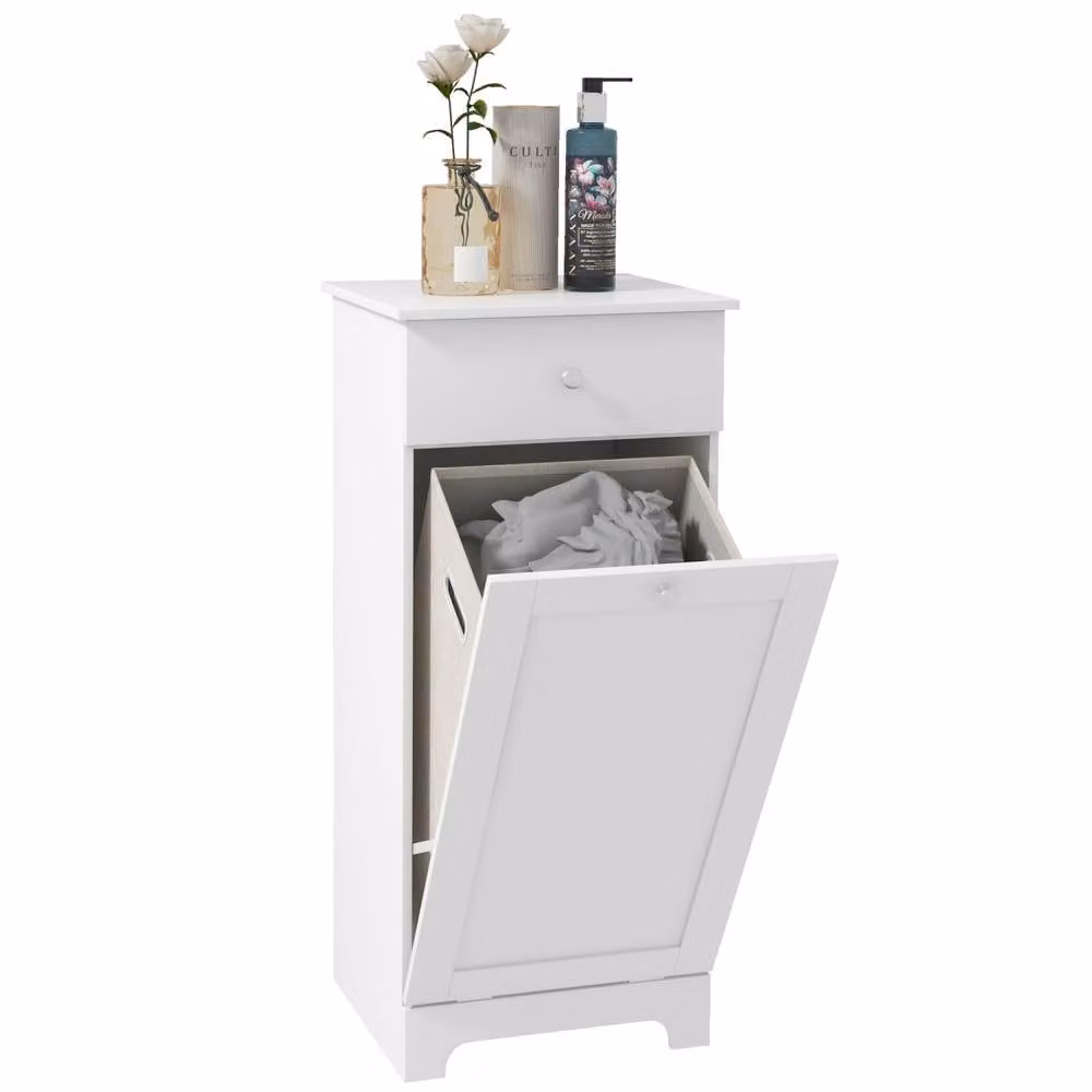 Wyld Haus Faratti White Single Tilt Out Hamper Laundry Cabinet W: 40 cm, D: 40 cm, H: 90.5 cm – 2