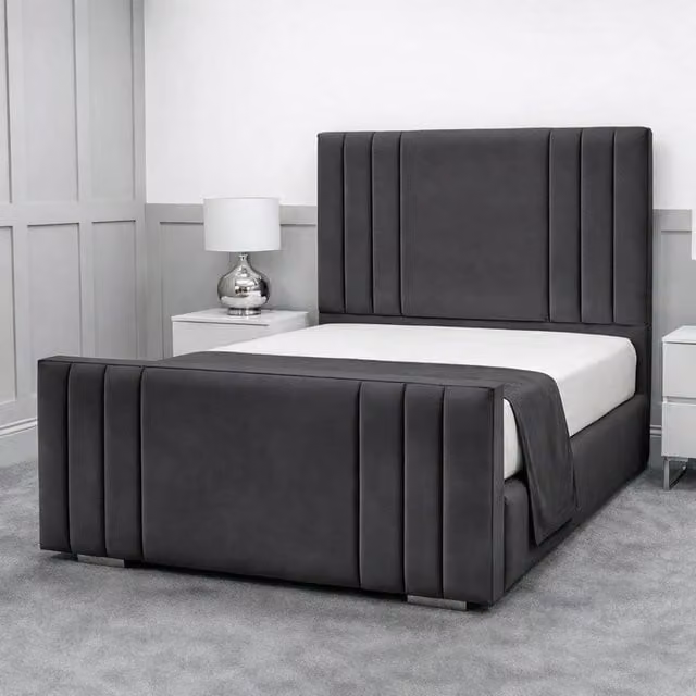 Living Comfort Bedz Canberra Upholstered Gas Lift Storage Bed in Anthracite Grey, W/D/H: 140 x 200 cm