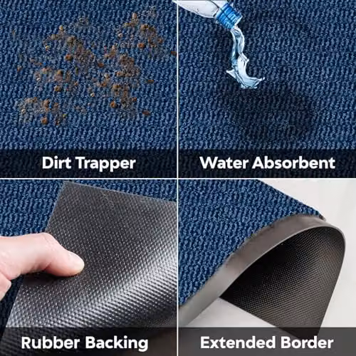 KAV Non-Slip Washable Dirt Trapper Door Mat, Blue, W: 40 cm, D: 60 cm – 3